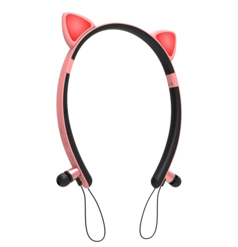 Наушники беспроводные LINX ZW-29 Cat Ear Bluetooth Desi гn с ушками LED Розовый (SUN6576)
