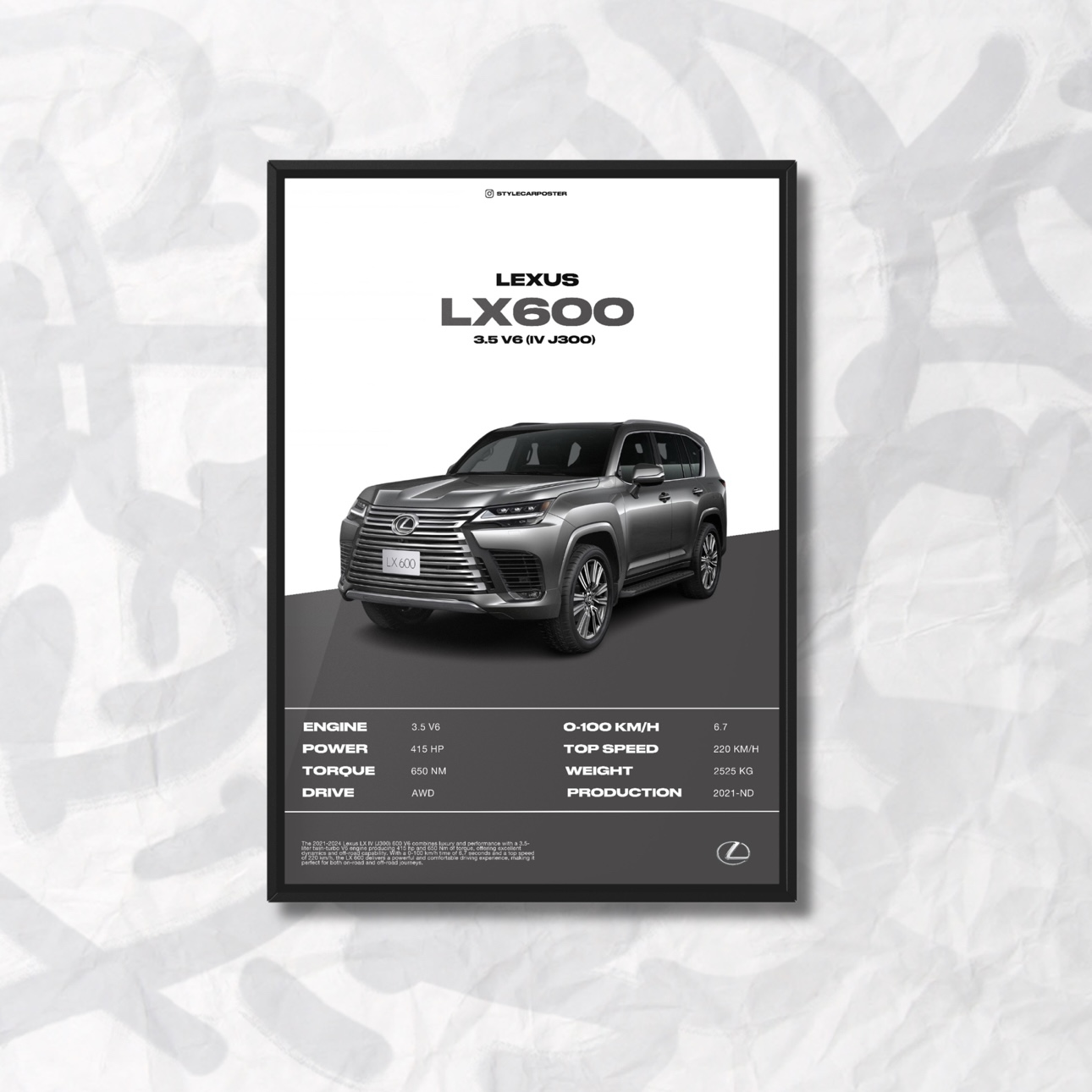 Картина с авто Lexus LX600 А3 297х420 мм (LX0009)