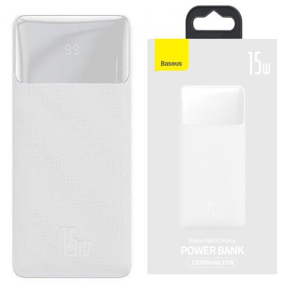 Повербанк BASEUS Bipow Digital Display 10000 mAh 15W 3A White (000564) - фото 6