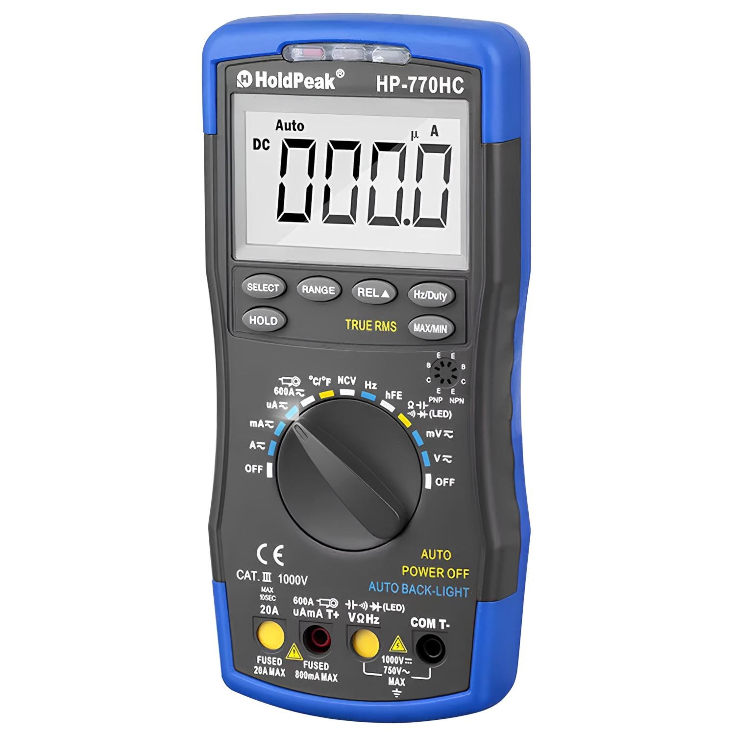 Мультиметр цифровий HoldPeak HP-770HC TrueRMS 6000 відліків 1000 В 20А AC/DC 60МОм 100 мФ 1000°C 10МГц NCV - фото 4 Мультиметр цифровий HoldPeak HP-770HC TrueRMS 6000 відліків 1000 В 20А AC/DC 60МОм 100 мФ 1000°C 10МГц NCV - фото 4