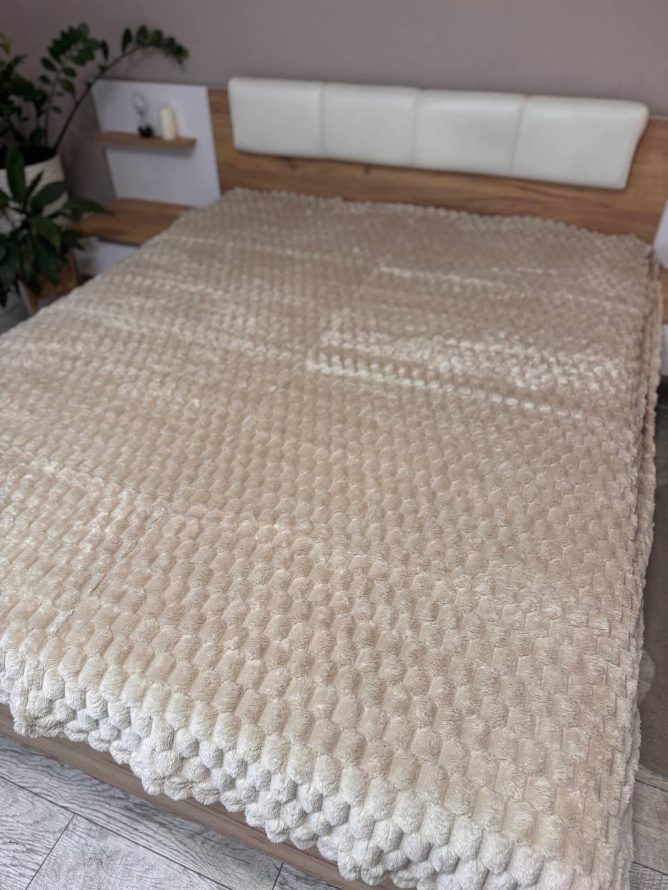 Плед Королевские соты евро 200х230 см Бежевый (П4К-am-shahmatka-007)