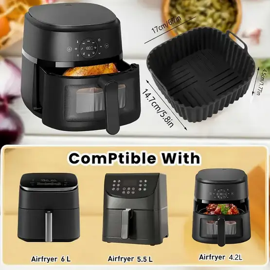 Форма квадратна силіконова 7040-1-MINI для аерогрилю мультипечі та фритюрниці Чорний - фото 2 Форма квадратна силіконова 7040-1-MINI для аерогрилю мультипечі та фритюрниці Чорний - фото 2