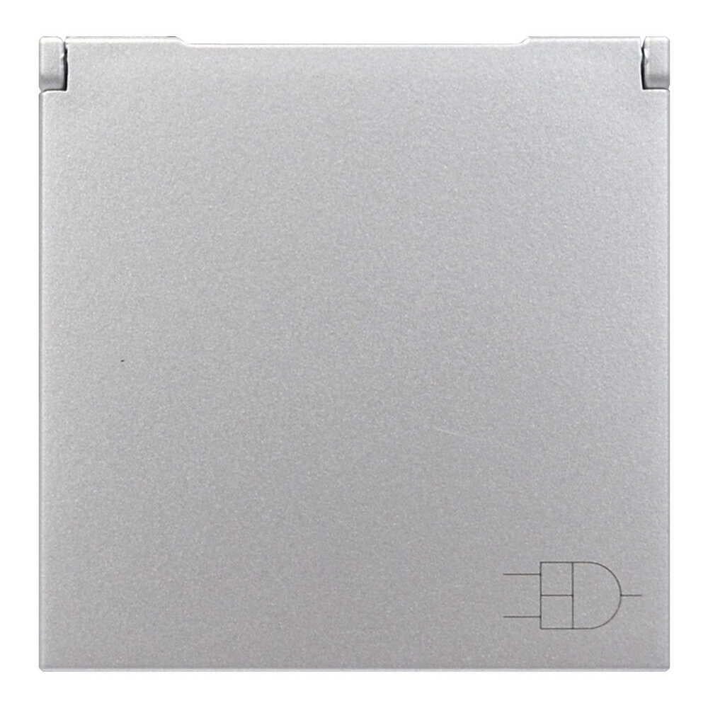 Розетка Zenit одинарна із заземленням та захисними шторками та кришкою Срібний (2CLA228810N1301)