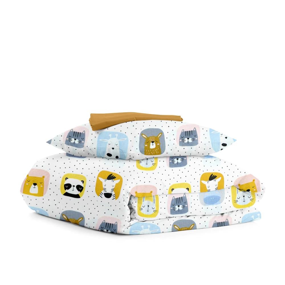 Комплект дитячої постільної білизни Cosas Animals Color Mustard 110х140 см на резинці (4822052078624)