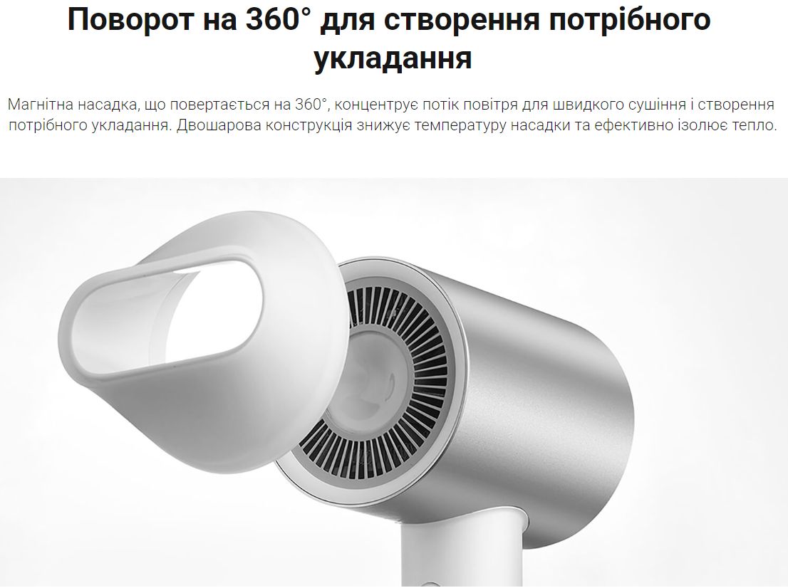 Фен для волос Mijia Water Ionic Hair Dryer H500 с водной ионизацией 1800W (CMJ03LX) - фото 13