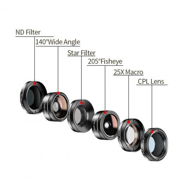 Набор фильтров и объективов Apexel APL-DG6V2 6в1 для смартфона - фото 9