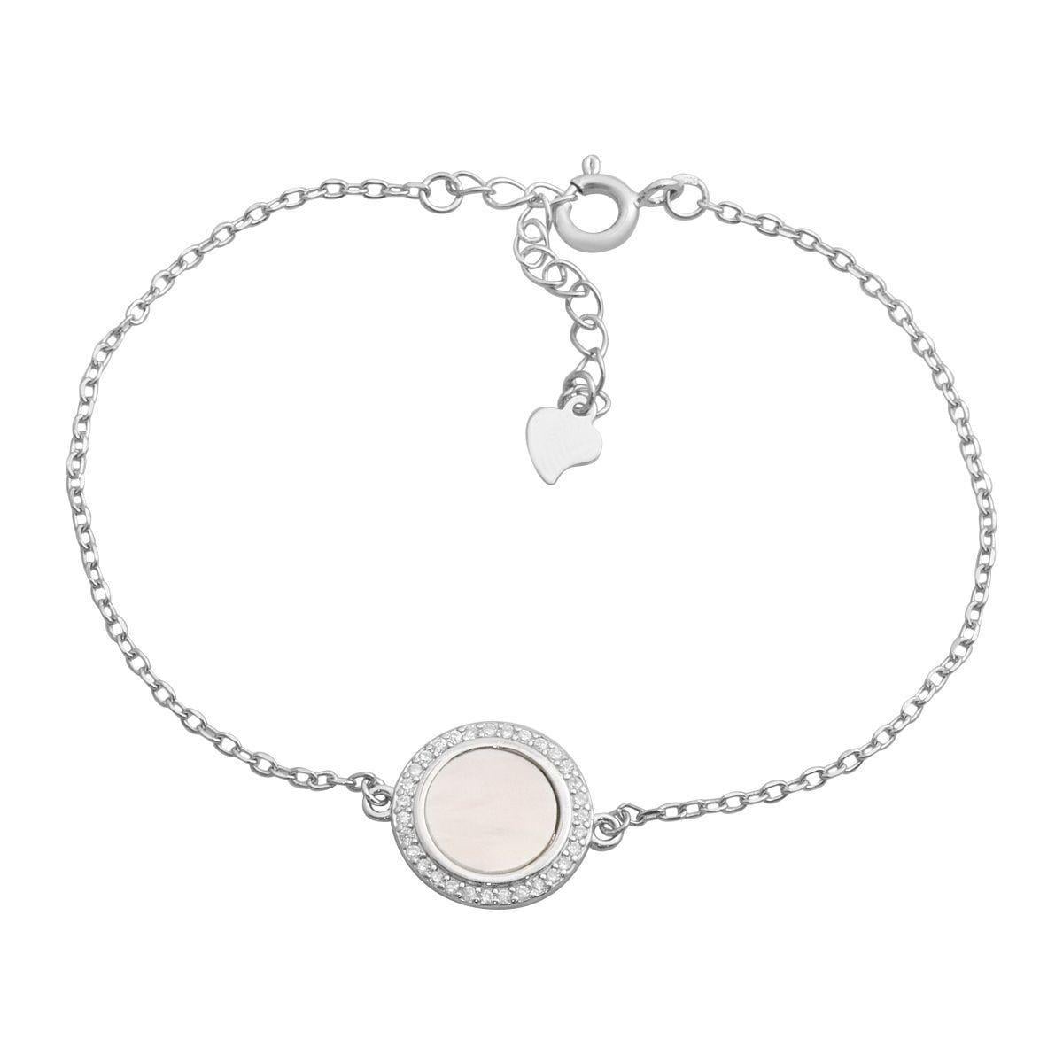 Браслет серебряный с перламутром и фианитами