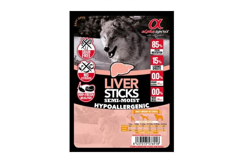 Лакомства для собак Alpha Spirit Dog Sticks Liver беззерновые с печенью стики х30 300 г