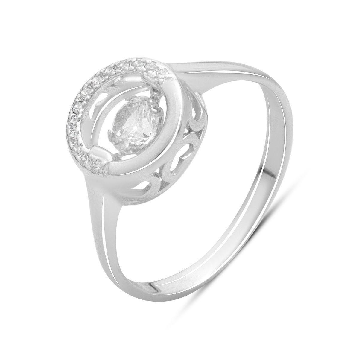 Кольцо серебряное с прозрачными фианитами в изысканном кружевном дизайне р. 17,5