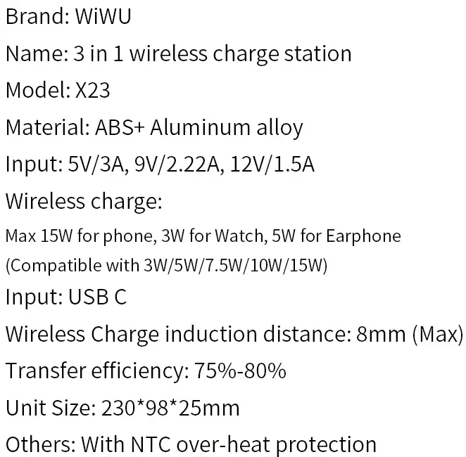 Беспроводное зарядное устройство Wiwu Power Air X23 3в1 Power Air Wireless Charger Station (68962) - фото 12 Беспроводное зарядное устройство Wiwu Power Air X23 3в1 Power Air Wireless Charger Station (68962) - фото 12