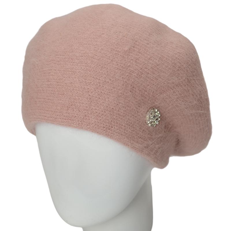 Берет женский ангоровый Novita Афина one size Пудровый