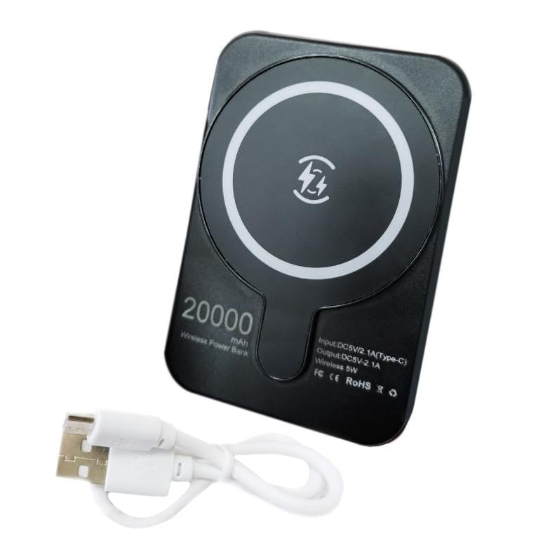 Повербанк 20000 mah Wireless charging treasure Чорний (1009205-Black)
