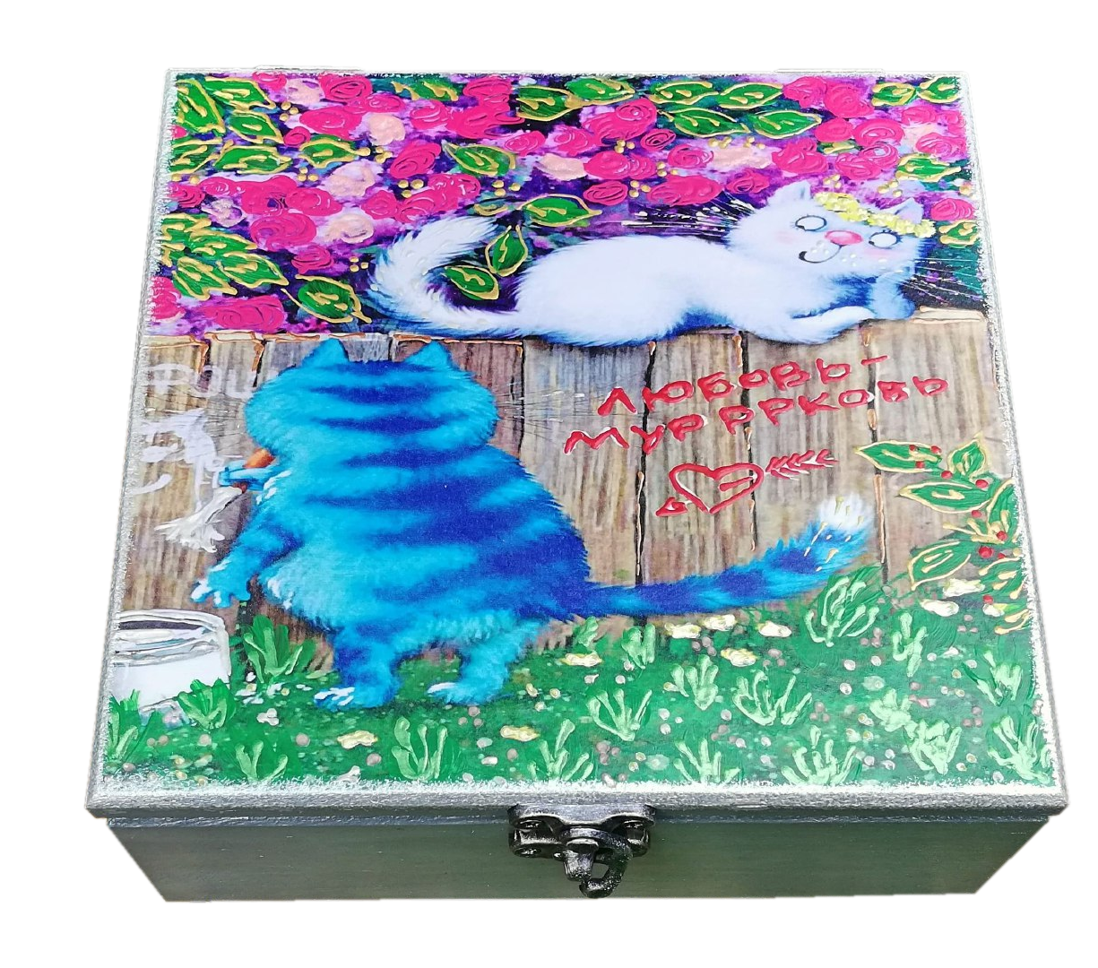 Шкатулка для украшений Okl Ручная роспись 15х15х5 см Разноцветный (1578504)