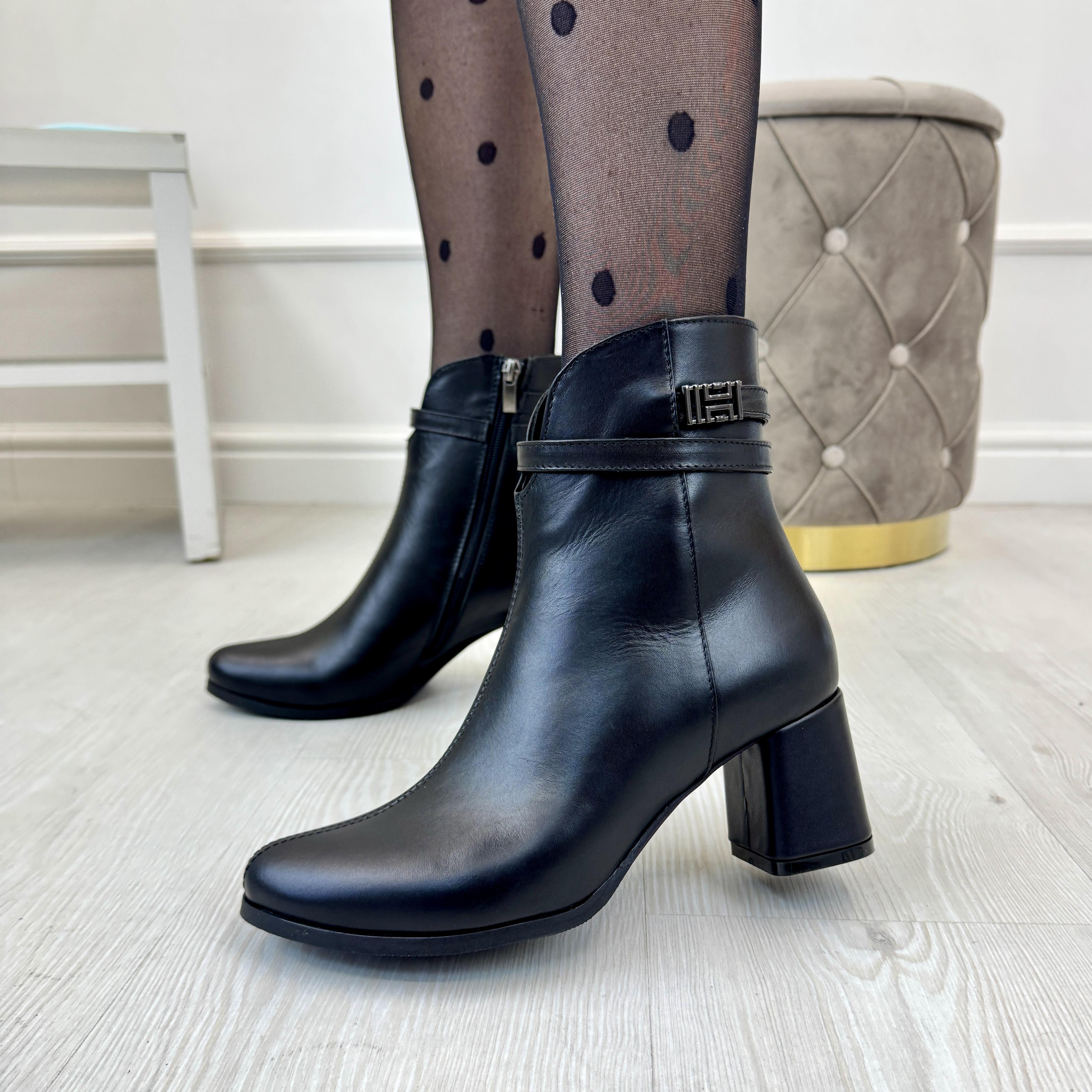 Ботинки женские демисезонные кожаные р. 39 Черный (1541339)