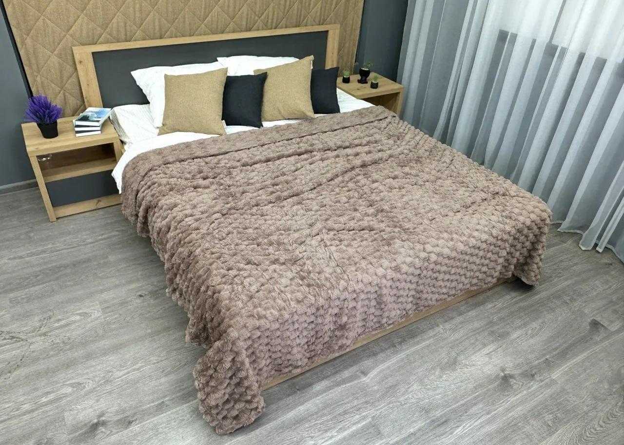 Плед Соты с большой клеточкой евро 200х230 см Капучино (Д-am-shahmatka-009)