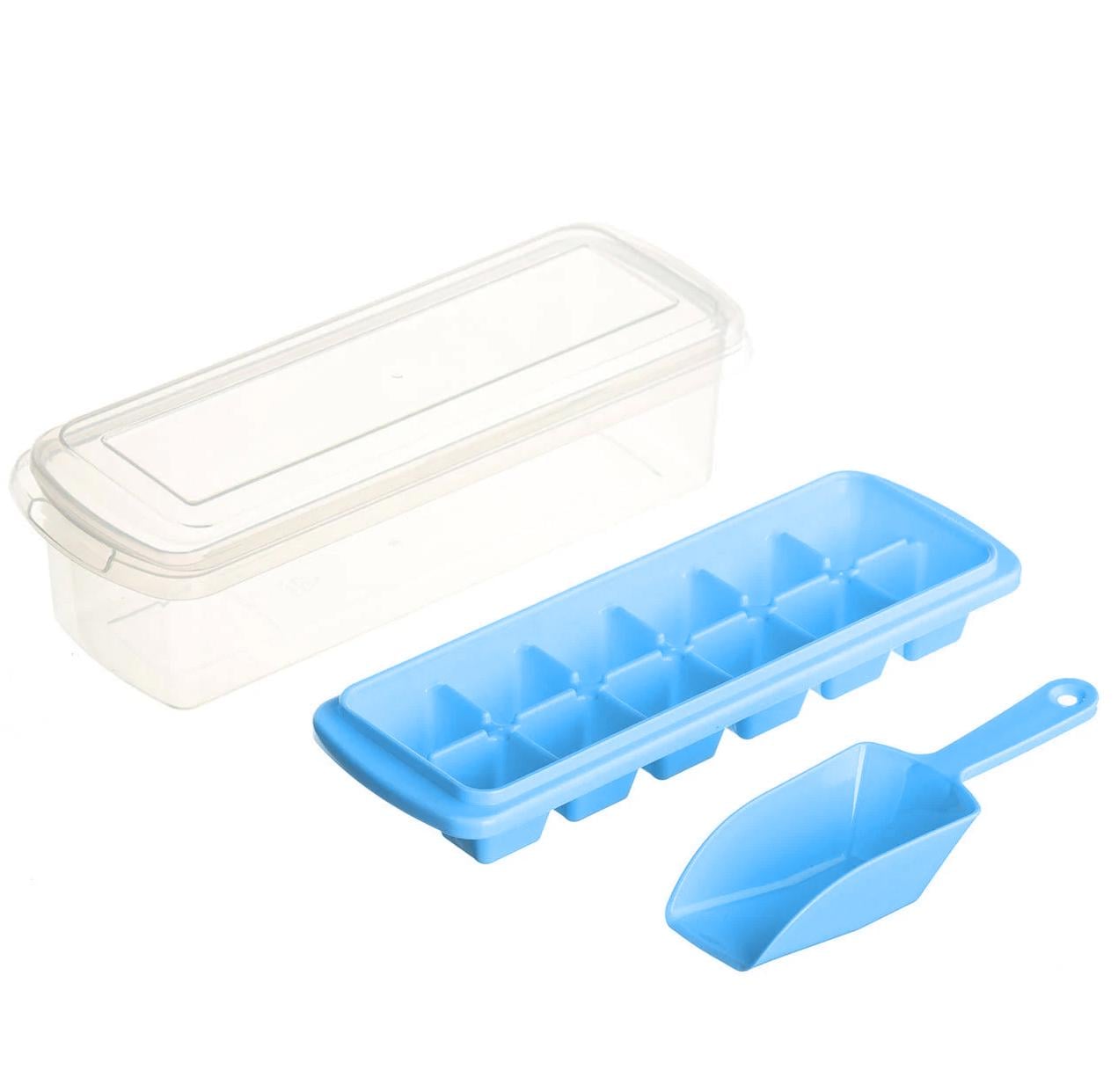Форма для льда с контейнером и лопаткой Hoz Голубой (MMS-R82590)