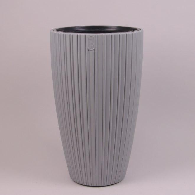 Горшок пластмассовый с вкладом Flora Mika Slim 29 см Платиновый (82787)