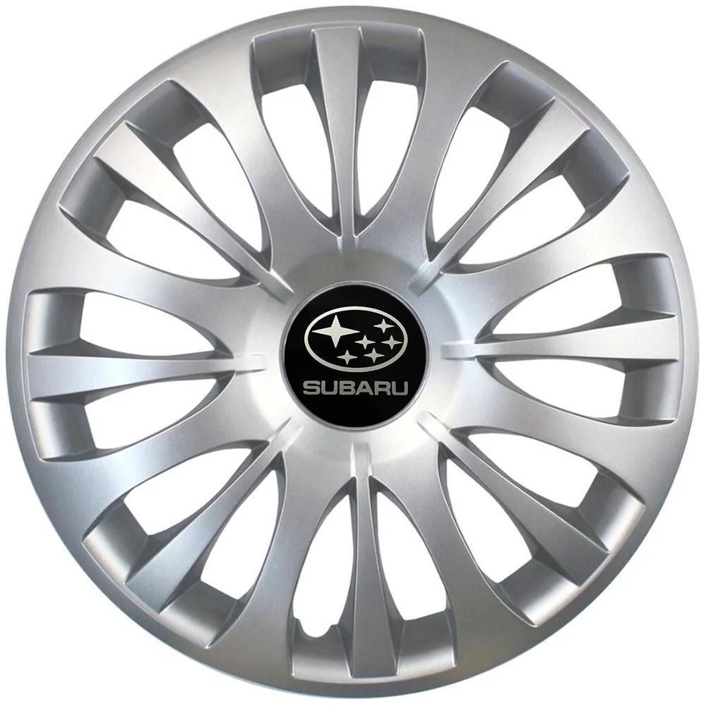 Колпаки SJS 329 с логотипом Subaru R15 4 шт. Серебристый (2654558628)