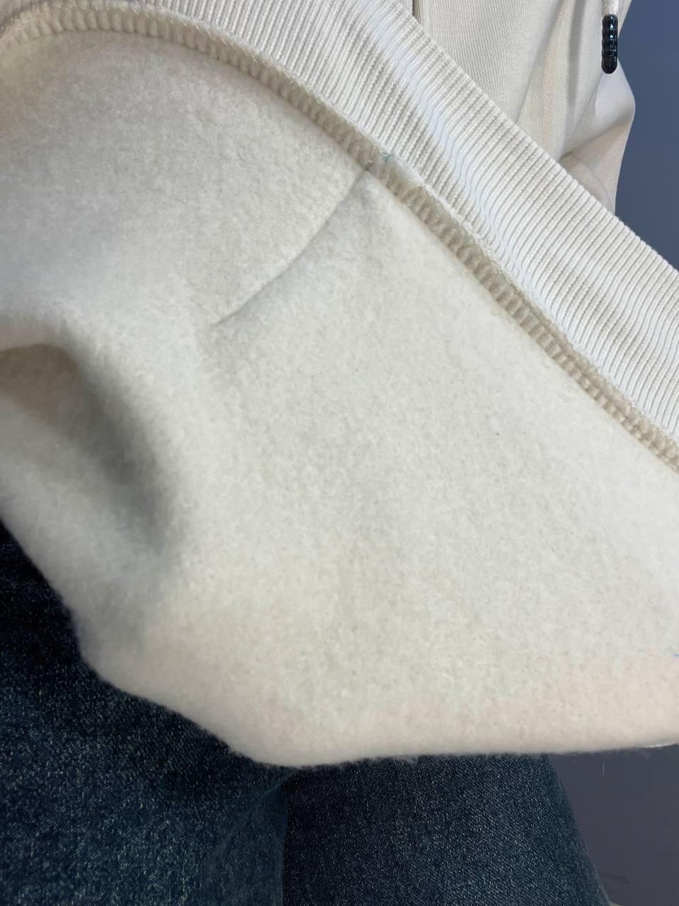 Толстовка жіноча QUZEN 482 подовжена на блискавці капюшон базова фліс утеплена OS Бежевий (984) - фото 4