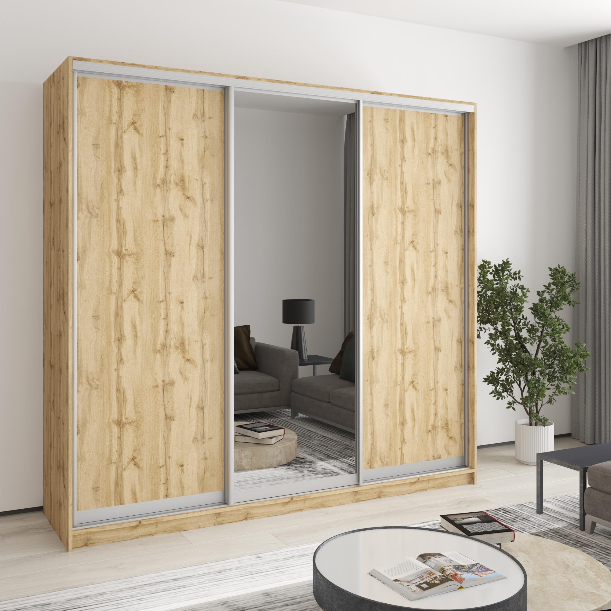 Шкаф-купе трехдверный MebelStar Комбо AL 2 ДСП/зеркало 220x60x210 см Дуб тахо (MBS-4301) Шкаф-купе трехдверный MebelStar Комбо AL 2 ДСП/зеркало 220x60x210 см Дуб тахо (MBS-4301)