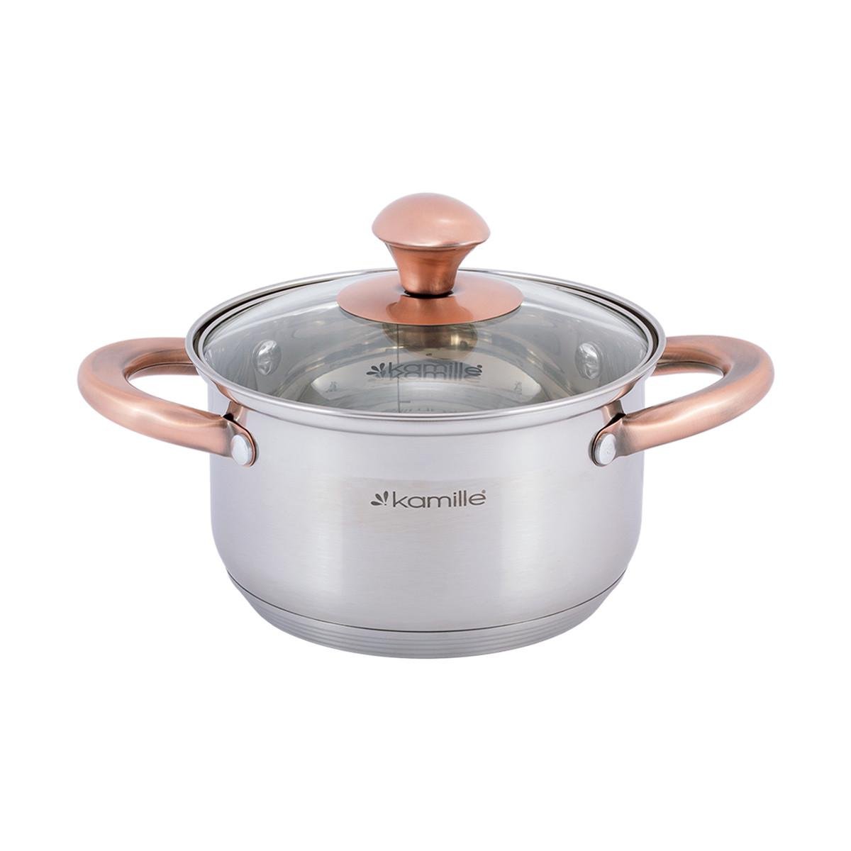 Набір каструль із кришками Kamille КМ-4936 із нержавіючої сталі з 6 предметів Сталевий (150-84-4936) - фото 3