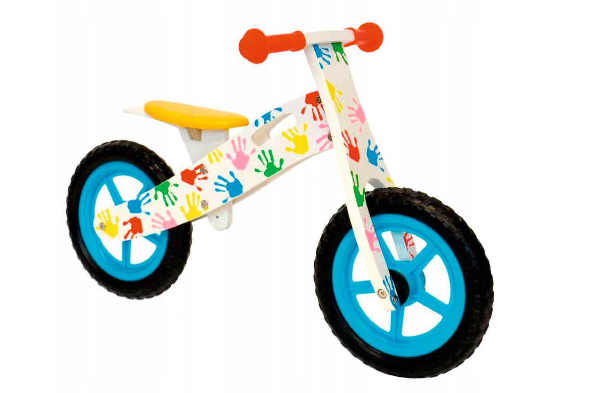 Детский беговел деревянная рама колесо 12" EVA2-5 лет Цветные ладошки (22359)