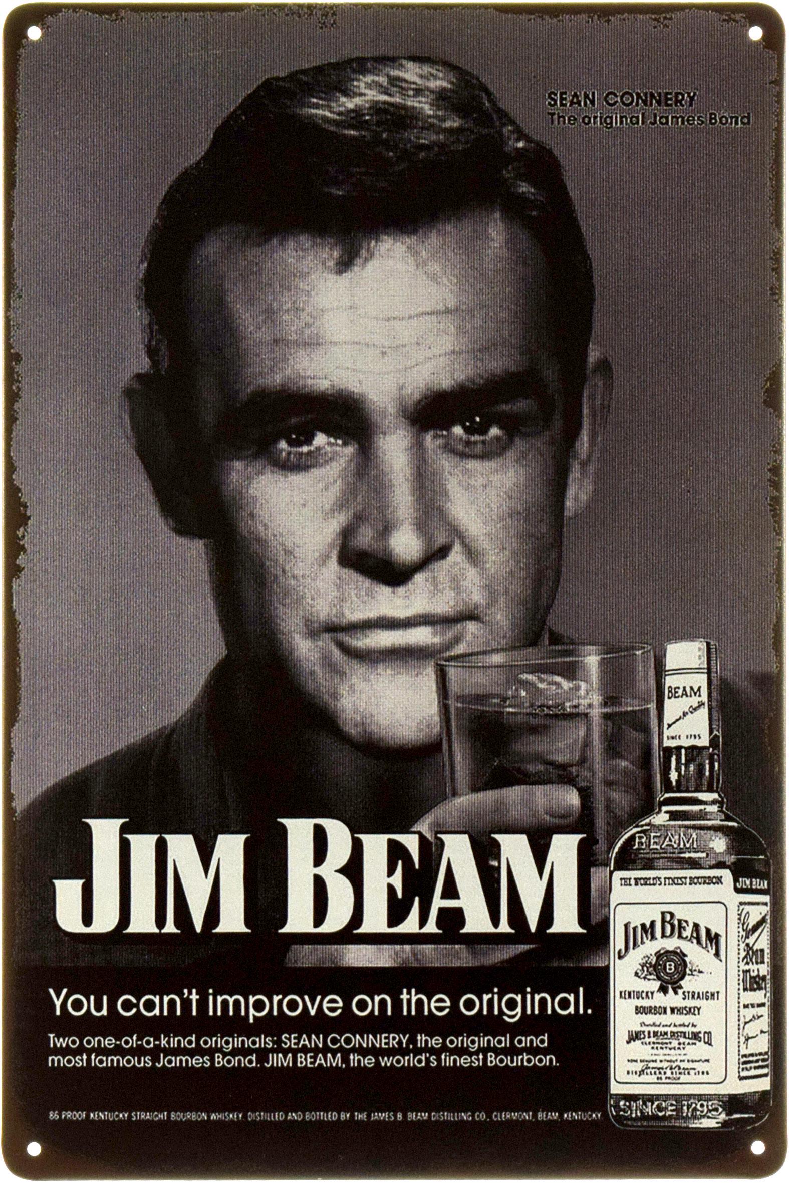 Табличка металлическая Jim Beam Джеймс Бонд 20x30 см Табличка металлическая Jim Beam Джеймс Бонд 20x30 см