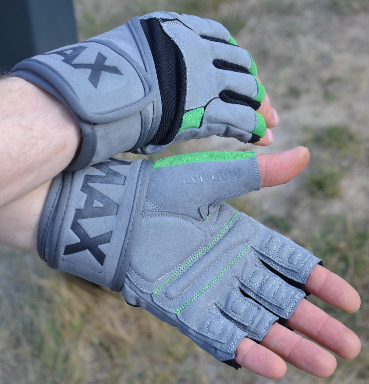 Рукавички для фітнесу MadMax MFG-860 Wild L Grey/Green - фото 8