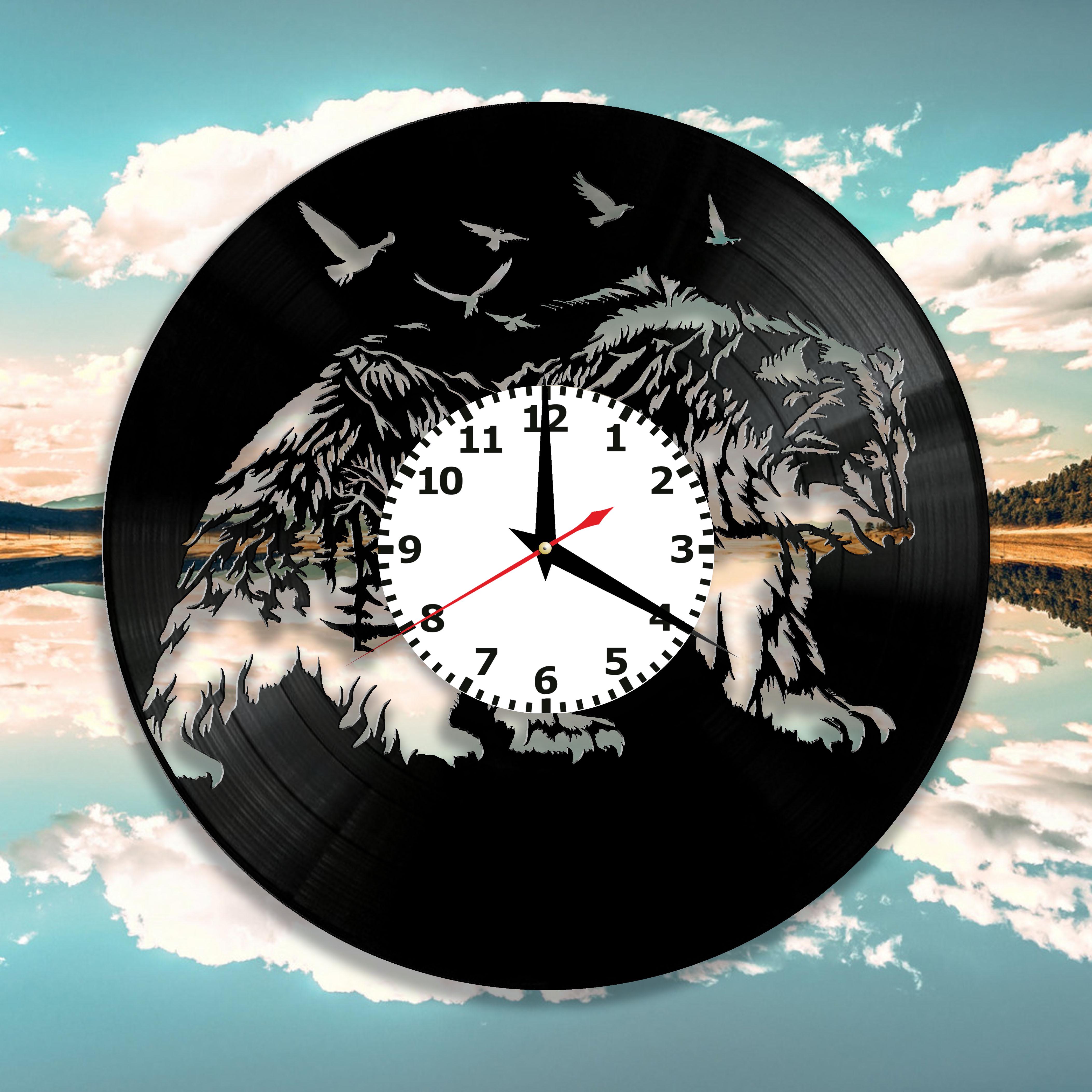 Часы настенные Медведь 3013 из виниловой пластинки