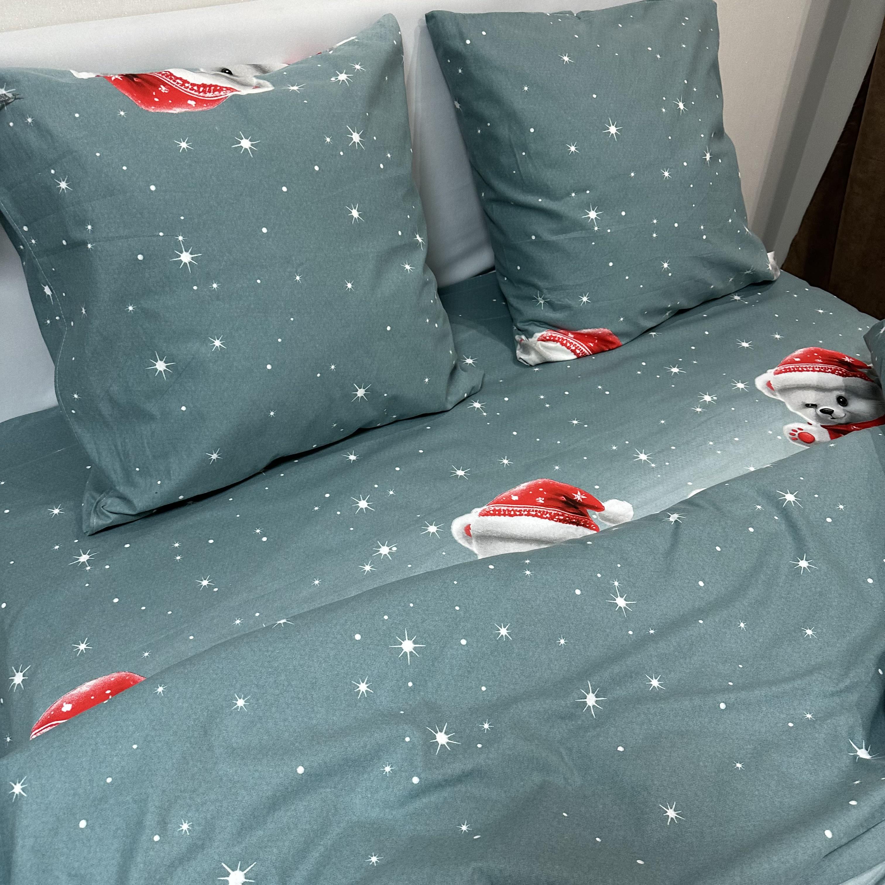 Комплект постільної білизни байкова Зимовий євро Сірий (байка 5-3) - фото 4