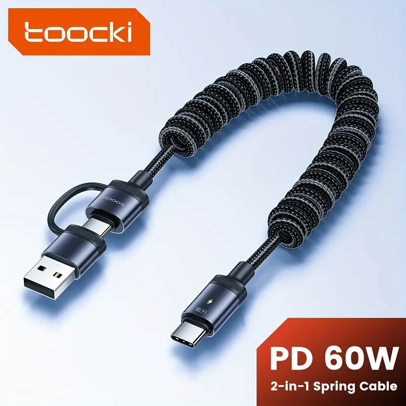 Кабель Toocki PD60w/3A USB-C-Type-C/USB-A 1,5 м Серый (TQ-X73A4CCA1.5GREY60) - фото 3