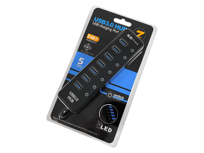 USB-хаб на 7 портов USB 3.0 с выключателями и подсветкой (6677)