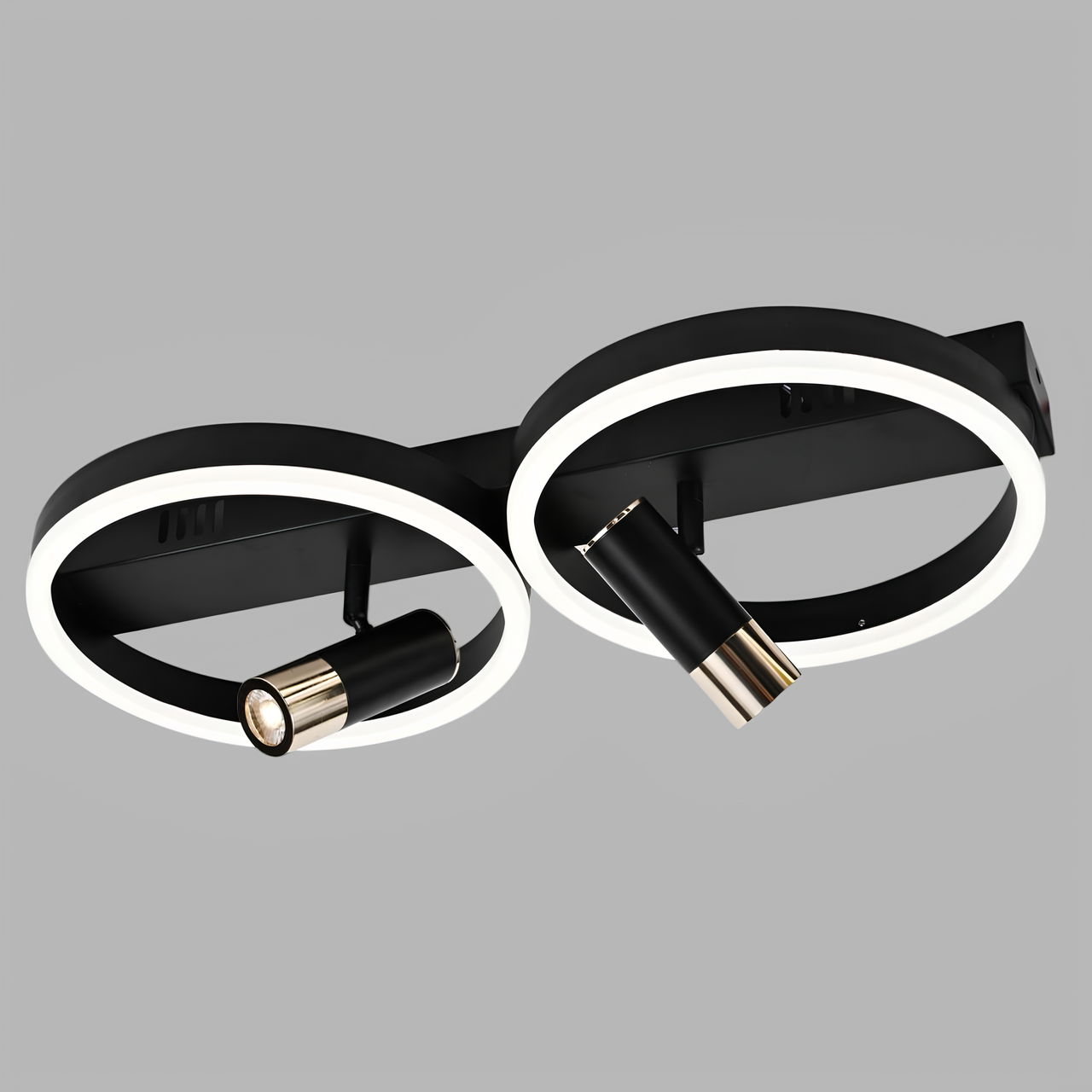 Люстра светодиодная Svet с 2 спотами 56W+10W 3000-6000К Черный/Золотой (SY-16043/4 BK+FGD)