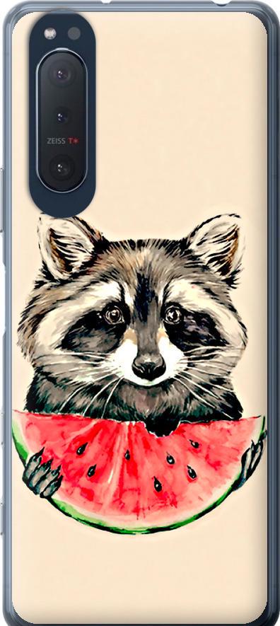 Чехол на Sony Xperia 5 II Енотик с арбузом (4605t-2258-42517) Чехол на Sony Xperia 5 II Енотик с арбузом (4605t-2258-42517)