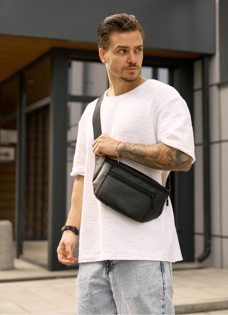 Поясная сумка-бананка мужская Sambag Tirso Max 38×17×6 см Черный (80341001m)