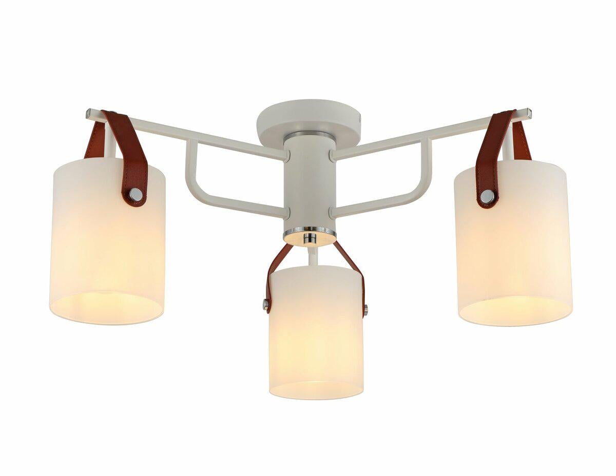 Люстра потолочная в стиле Лофт Light House SRS-20405/3 белые плафоны Белый/Хром Люстра потолочная в стиле Лофт Light House SRS-20405/3 белые плафоны Белый/Хром