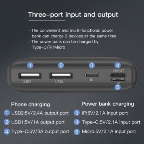 Повербанк BASEUS PPJAN-C01 Mini Ja 3A 30000mAh Black (18249193) - фото 3