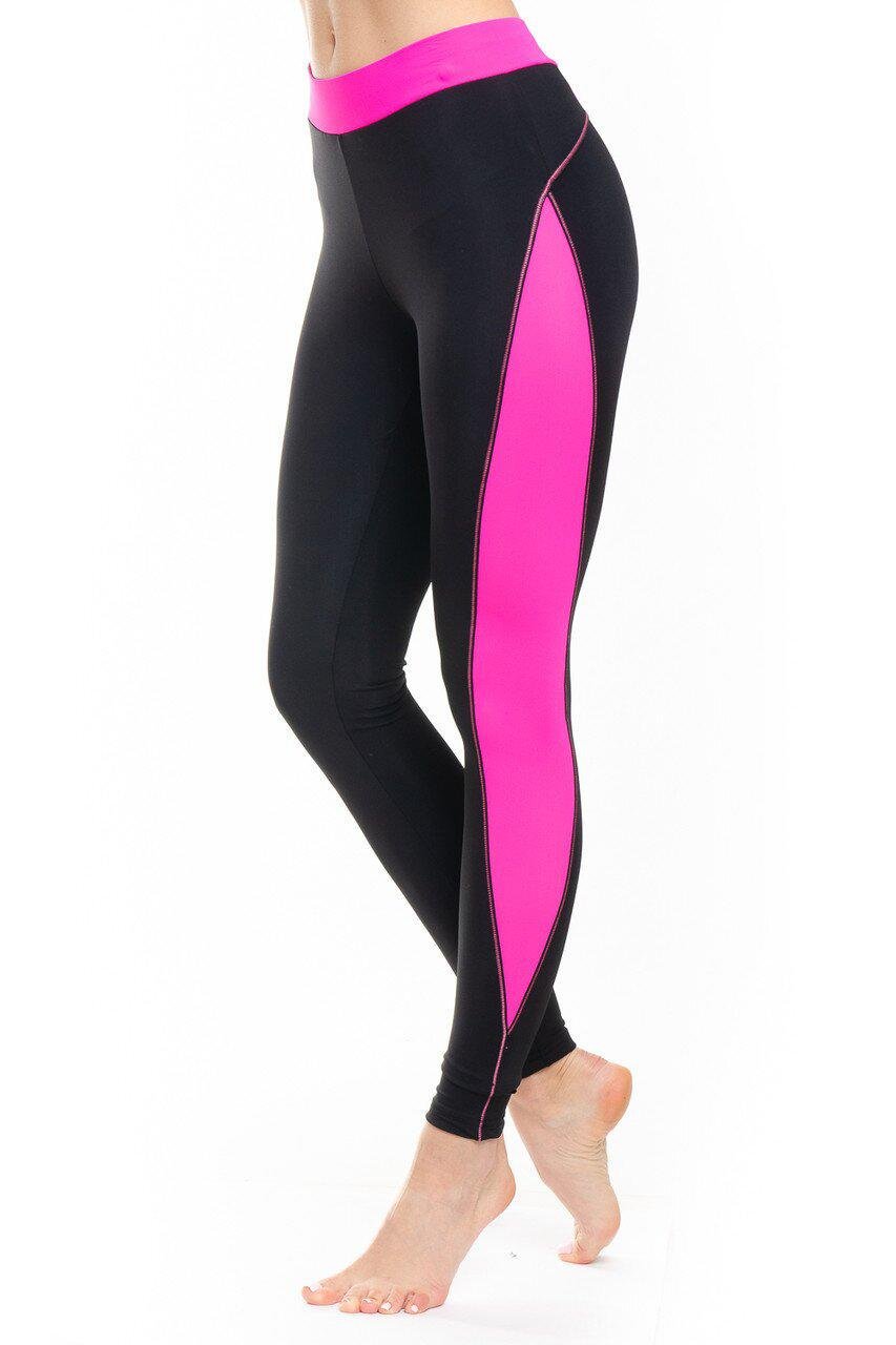 Лосини спортивні з поясом Opt-kolo кольорова вставка на нозі XL Чорний/Малиновий (KL-0770)