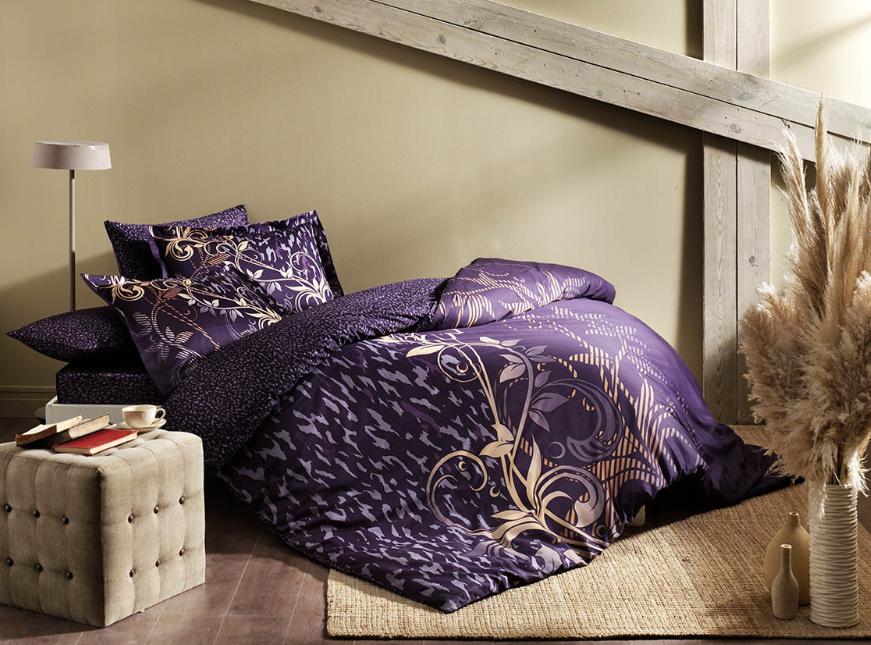 Постельное белье Tac Alita Mor Делюкс сатин 200x220 см Violet (2000022265433)