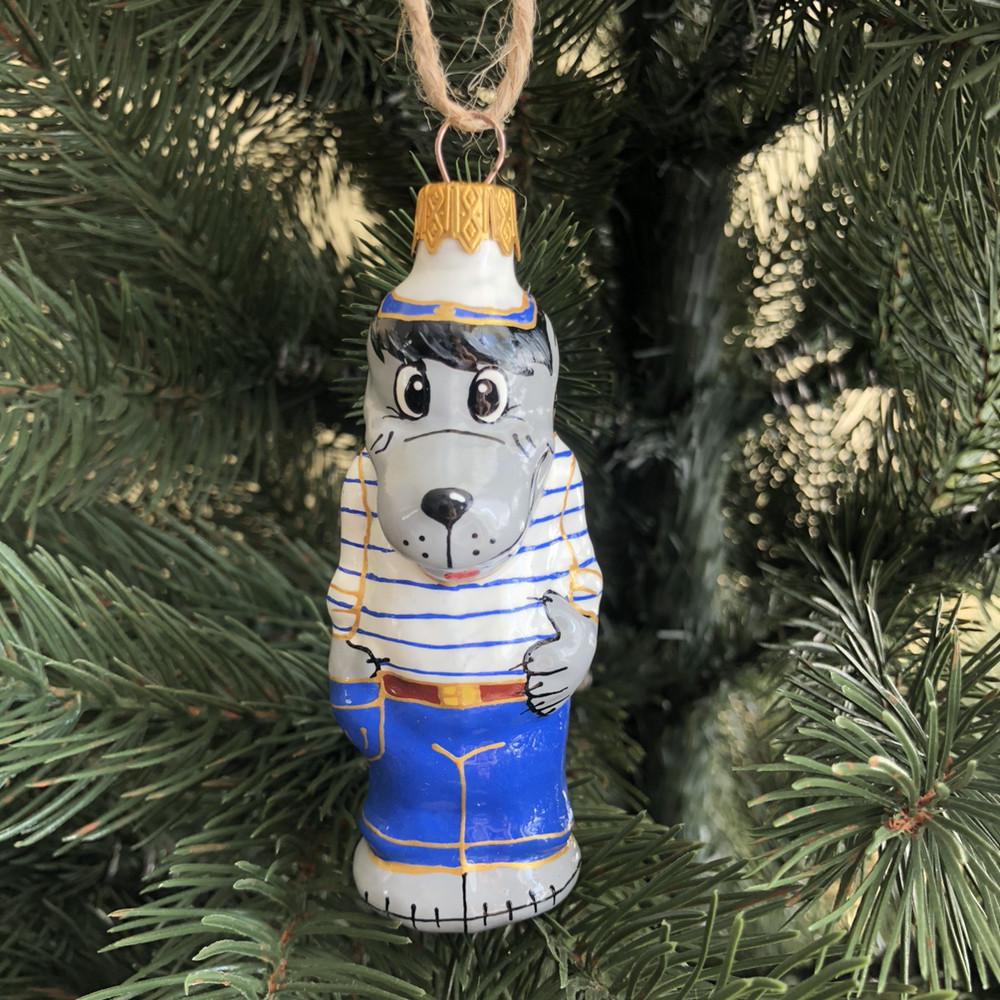 Игрушка стеклянная Волк Ну погоди формованная