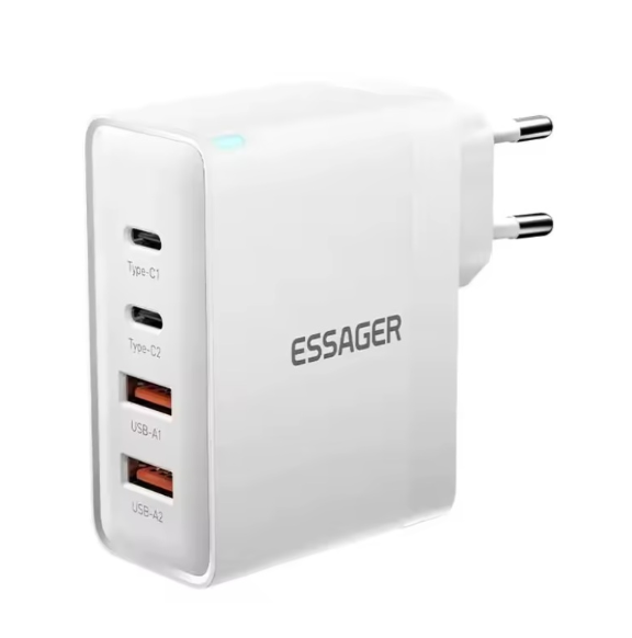 Сетевое зарядное устройство для Essager GAN 100W 2 Type-C + 2 USB White