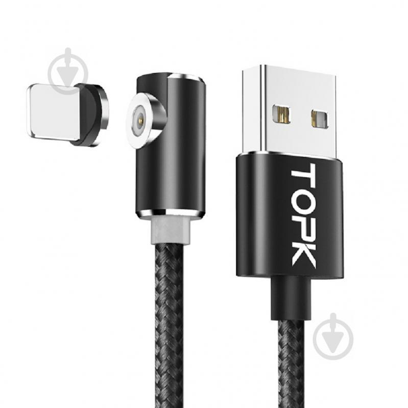 Магнітний кабель для заряджання Topk USB 2m 2.1A (TK51i-VER2) Llightning Black (3869-10854) - фото 2