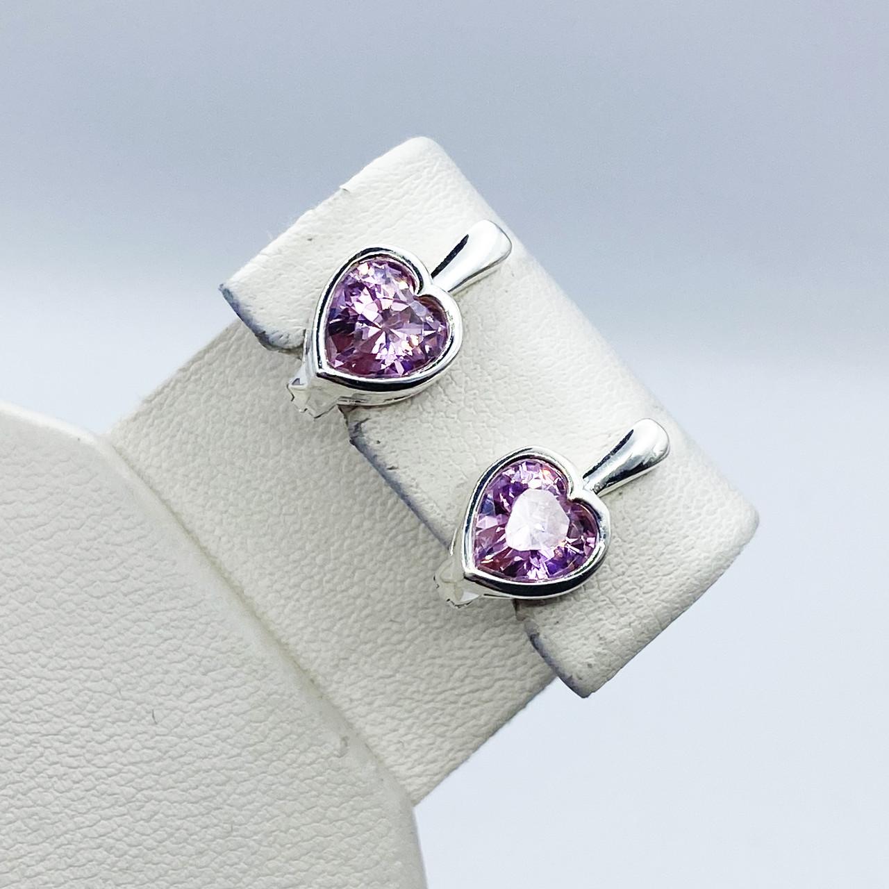 Серьги серебряные Сердце с кубическим цирконием 4,36 г (2213423948)