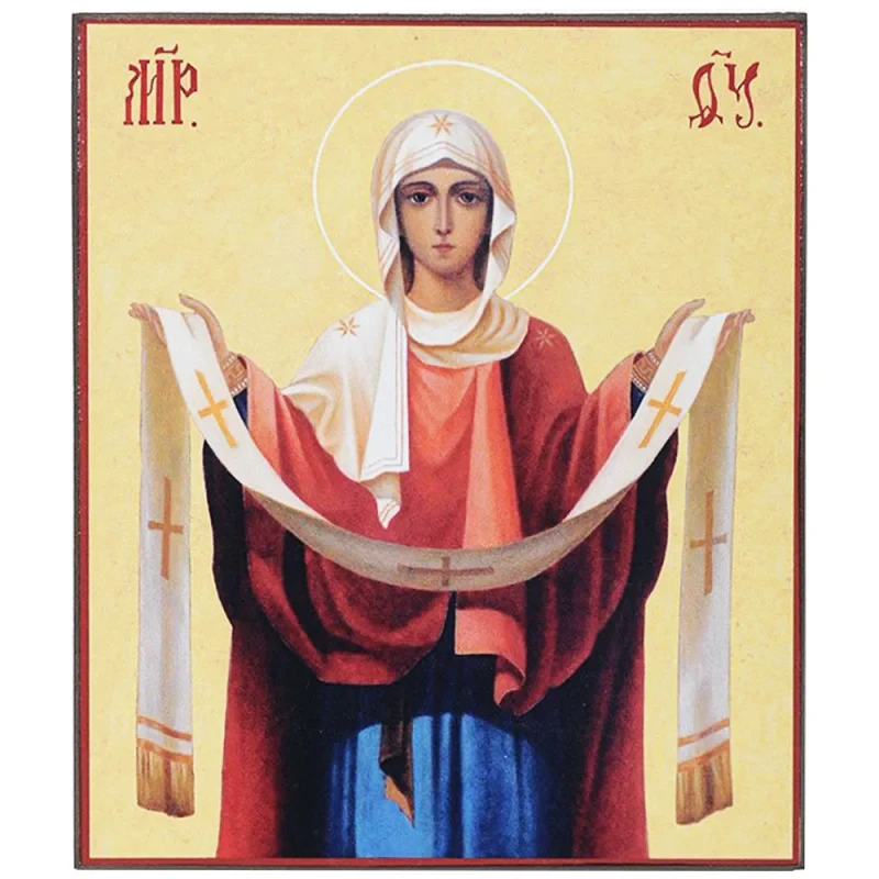 Ікона Свята Богородиця Покрова на дереві 15х20 см (Н-10212497) Ікона Свята Богородиця Покрова на дереві 15х20 см (Н-10212497)