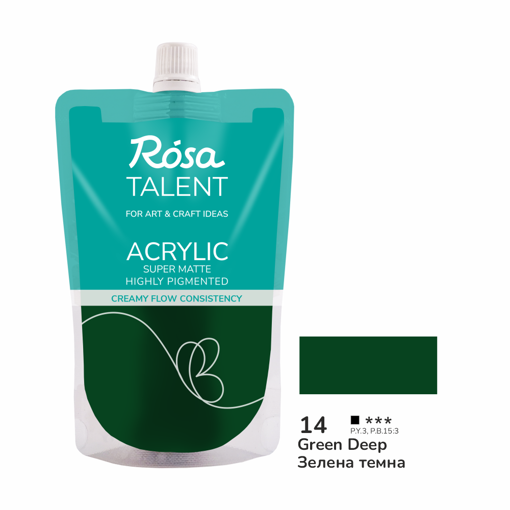 Акрилова фарба Rosa Talent 200 мл 14 Зелена темна (Az1-4823098548911) Акрилова фарба Rosa Talent 200 мл 14 Зелена темна (Az1-4823098548911)