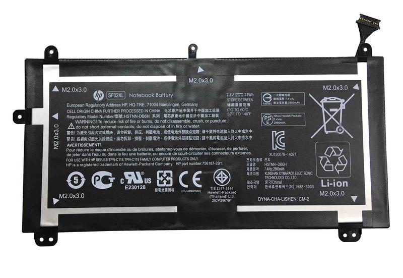 Батарея аккумуляторная для ноутбука HP SF02XL Pavilion 10-k 7,4 V 2860 mAh Black (col79010830)