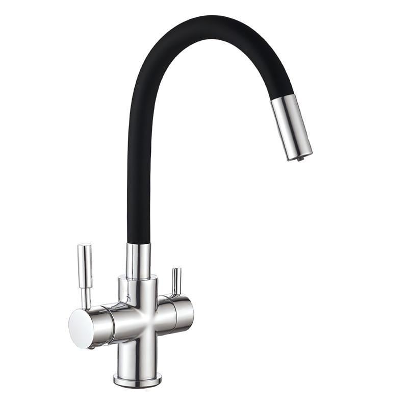 Смеситель кухонный на две воды MIXXUS PREMIUM HANS 021 REFLECTOR Black (MI5934)