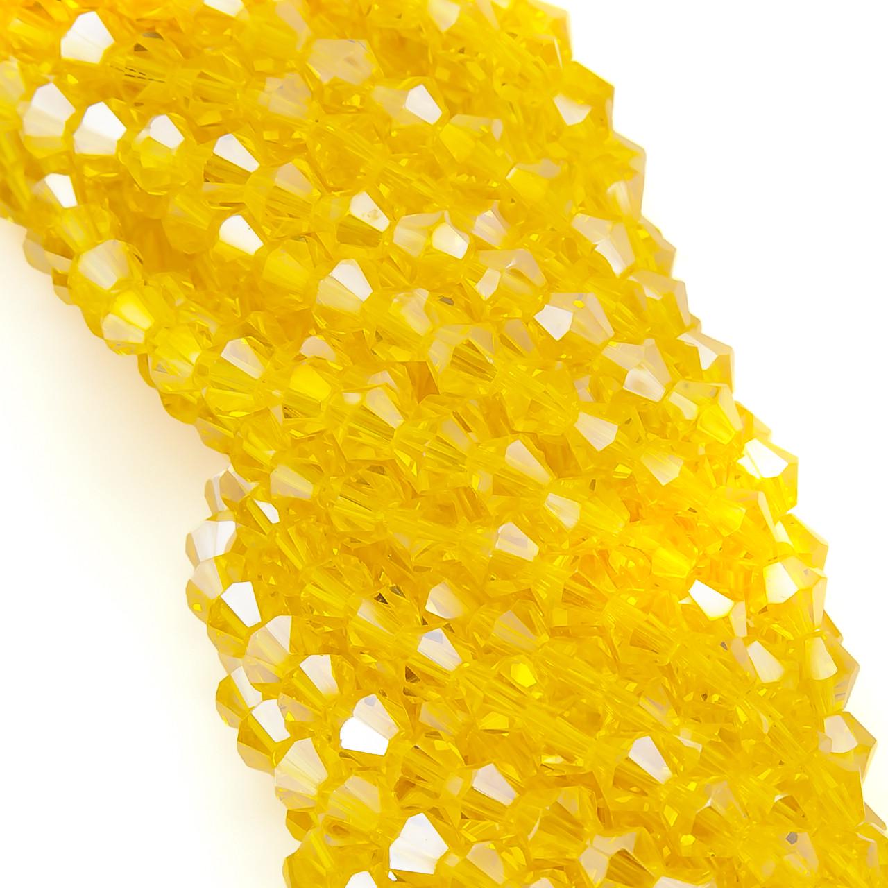 Бусины хрустальные Биконус АВ 6,2х6 мм 46 шт. Желтый (БИ0006к54)