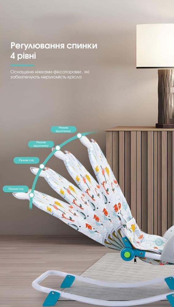 Дитячий стілець шезлонг-качалка SPOKO SP-818 з поліестеру до 20 кг Різнокольоровий (106-76-42400403) - фото 2 Дитячий стілець шезлонг-качалка SPOKO SP-818 з поліестеру до 20 кг Різнокольоровий (106-76-42400403) - фото 2