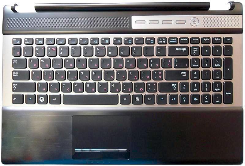 Клавиатура для ноутбука Samsung RF510 Black TopCase Silver Frame Black